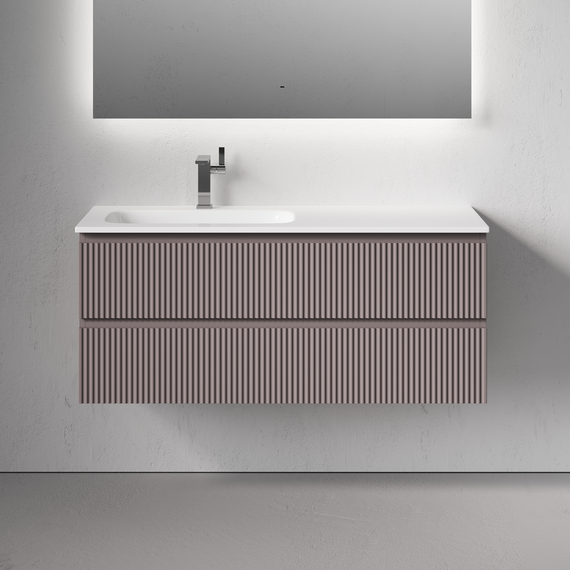 Тумба подвесная с раковиной-столешницей Sancos Snob R 120 см SNR120LSM, Doha soft (раковина Grace CN7020) фото 