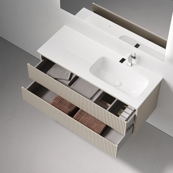 Тумба подвесная с раковиной-столешницей Sancos Snob R 120 см SNR120RCE, Beige soft (раковина Grace CN7021) фото 4