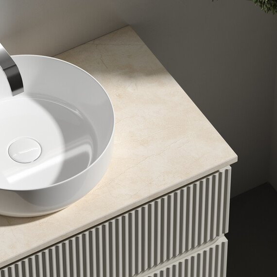 Тумба подвесная с раковиной Sancos Snob R 80 см SNR80CE, Beige Soft (раковина Element CN6022, столешница TT80A2) фото 5