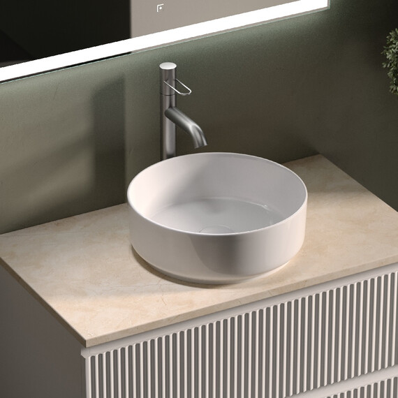 Тумба подвесная с раковиной Sancos Snob R 80 см SNR80W, Bianco (раковина Element CN5001, столешница TT80A2X) фото 8