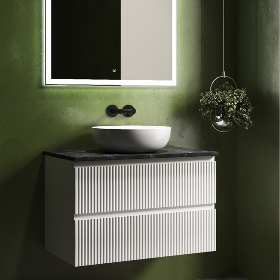 Тумба подвесная с раковиной Sancos Snob R 80 см SNR80W, Bianco (раковина Element CN5024, столешница TT80A1) фото 8