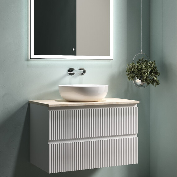 Тумба подвесная с раковиной Sancos Snob R 80 см SNR80W, Bianco (раковина Element CN5024, столешница TT80A2) фото 8