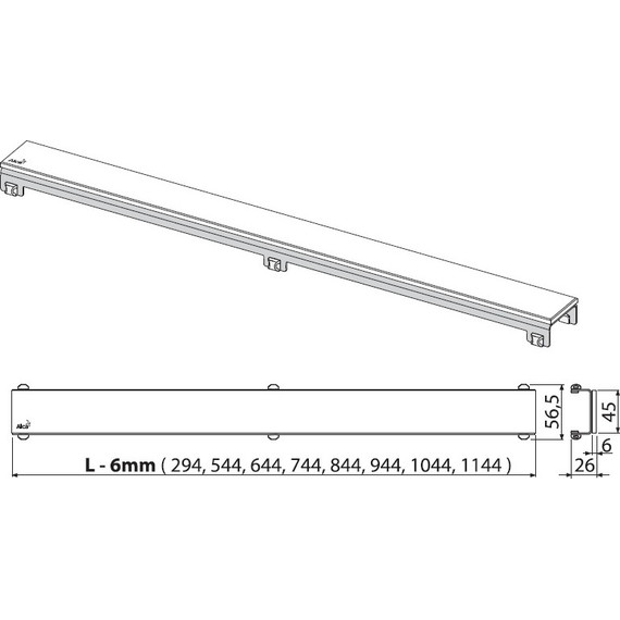 Решетка AlcaPlast GL1204-850 GLASS для трапа фото 2