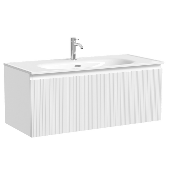 Тумба подвесная с раковиной-столешницей Sancos Code 100 см CD100W, белый матовый (раковина Sabo CN13003) фото 2