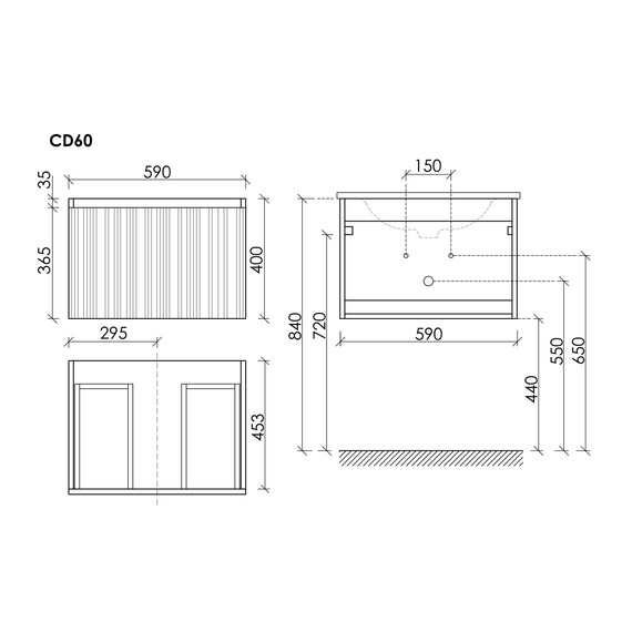 Тумба подвесная с раковиной Sancos Code 60 см CD60W, белый матовый (раковина Sabo CN13001) фото 10