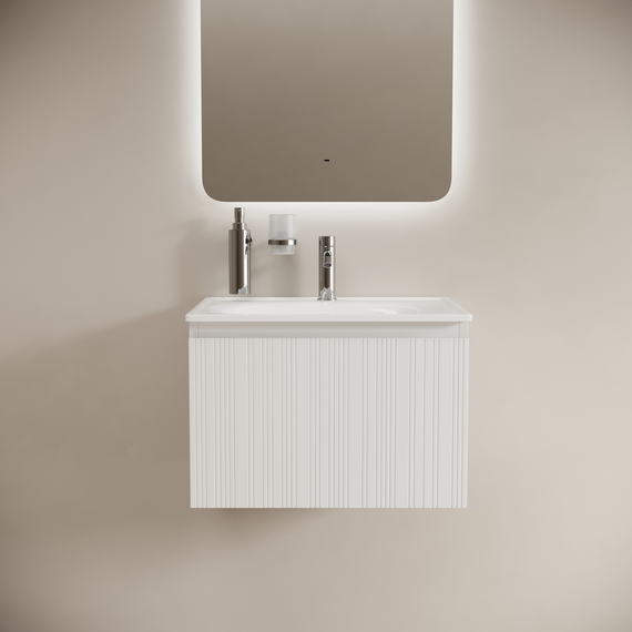Тумба подвесная с раковиной Sancos Code 60 см CD60W, белый матовый (раковина Sabo CN13001) фото 3