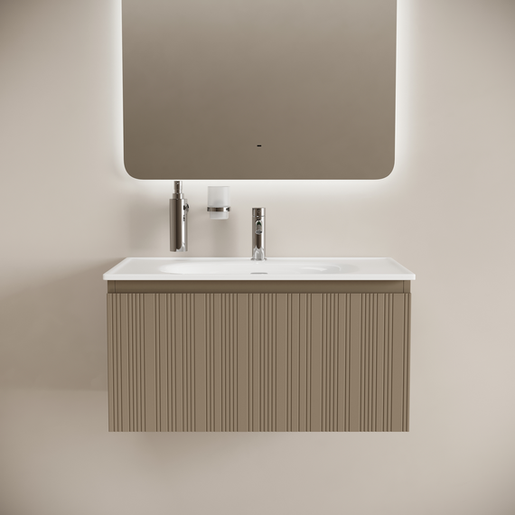 Тумба подвесная с раковиной Sancos Code 80 см CD80GB, серо-бежевый (раковина Sabo CN13002) фото 3