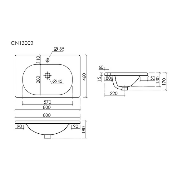 Тумба подвесная с раковиной Sancos Code 80 см CD80GP, серая платина (раковина Sabo CN13002) фото 9