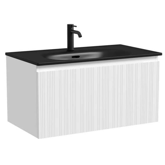 Тумба подвесная с раковиной Sancos Code 80 см CD80W, белый матовый (раковина Sabo CN13002MB) фото 