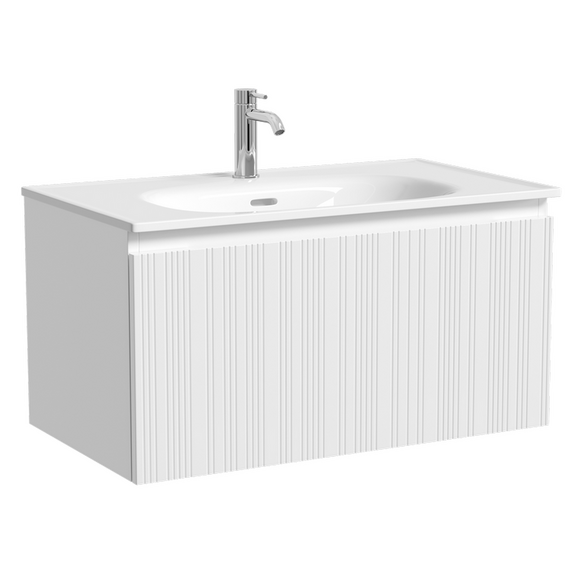 Тумба подвесная с раковиной Sancos Code 80 см CD80W, белый матовый (раковина Sabo CN13002) фото 