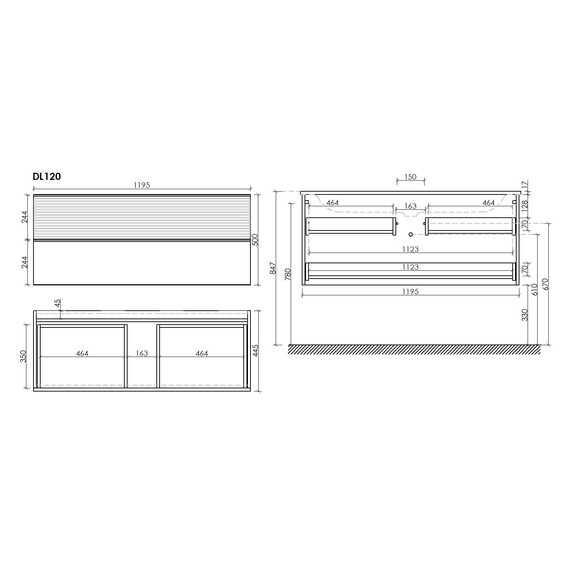 Тумба подвесная с раковиной Sancos Delta 120 см DL120W, дуб светлый/белый (раковина Grace CN7017) фото 8
