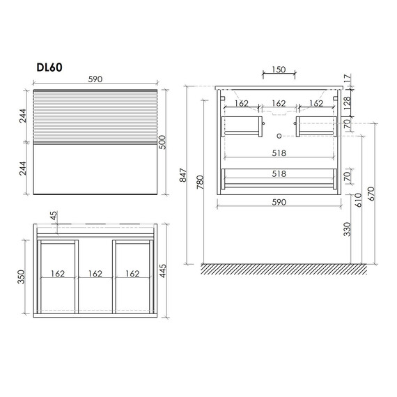 Тумба подвесная с раковиной Sancos Delta 60 см DL60W, дуб светлый/белый (раковина Grace CN7011) фото 8
