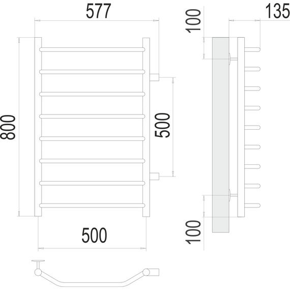 Полотенцесушитель водяной Terminus Стандарт П6 500x600 мм 4670078530349 фото 2