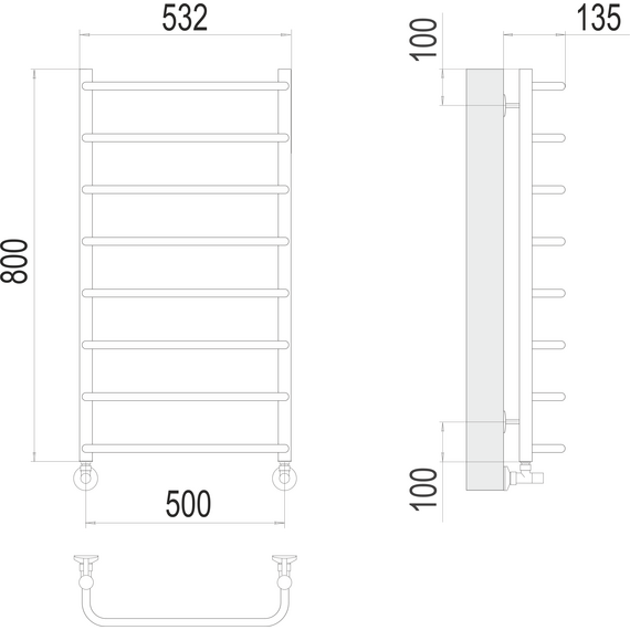Полотенцесушитель водяной Terminus Стандарт П8 500x800 мм 4670078530370 фото 3