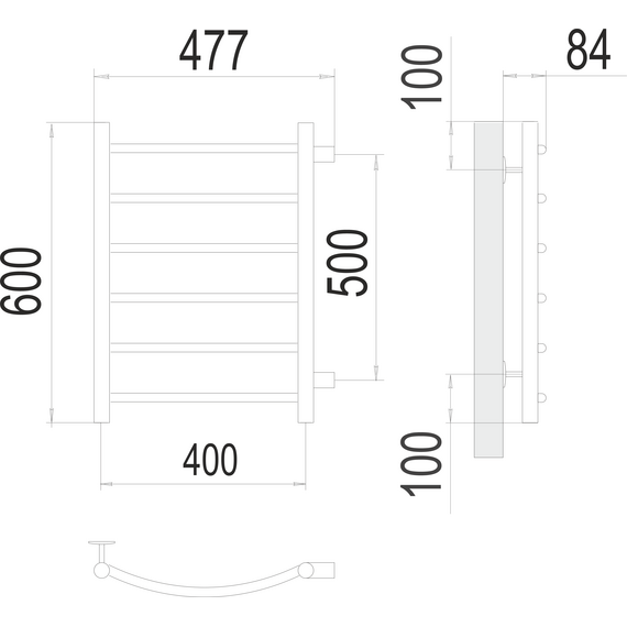 Полотенцесушитель водяной Terminus Классик П6 500x600 мм 4670078530196 фото 3