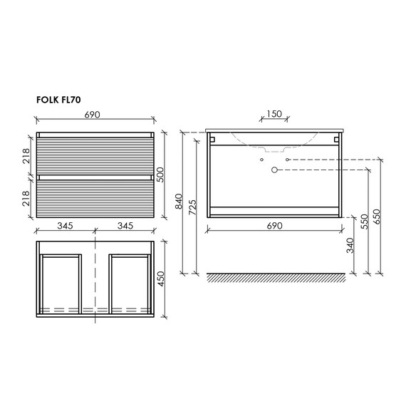 Тумба подвесная с раковиной Sancos Folk 70 см FL70ES, Ergraut soft (раковина Element CN7007MB) фото 8