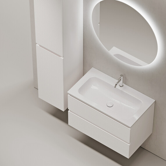 Тумба подвесная с раковиной Sancos Folk 80 см FL80W, Bianco (раковина Grace ​CN7012) фото 10