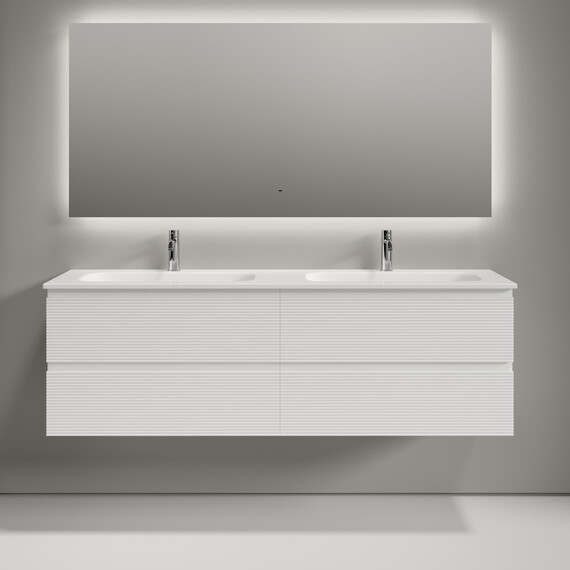 Тумба подвесная с раковиной-столешницей Sancos Folk 160 см FL80W, Bianco (раковина Grace ​CN7023) фото 