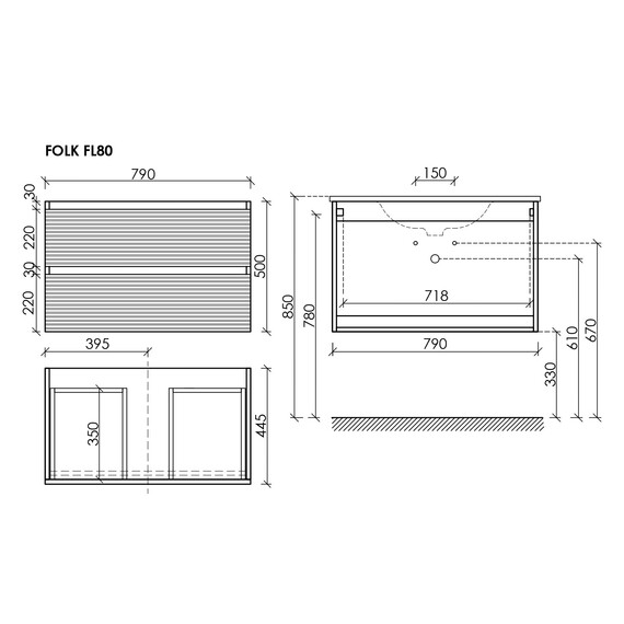 Тумба подвесная с раковиной-столешницей Sancos Folk 160 см FL80W, Bianco (раковина Grace ​CN7023) фото 10