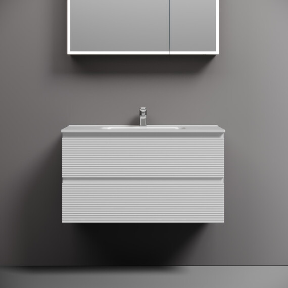 Тумба подвесная с раковиной-столешницей Sancos Folk 90 см FL90W, Bianco (раковина Element​​ CN7002) фото 