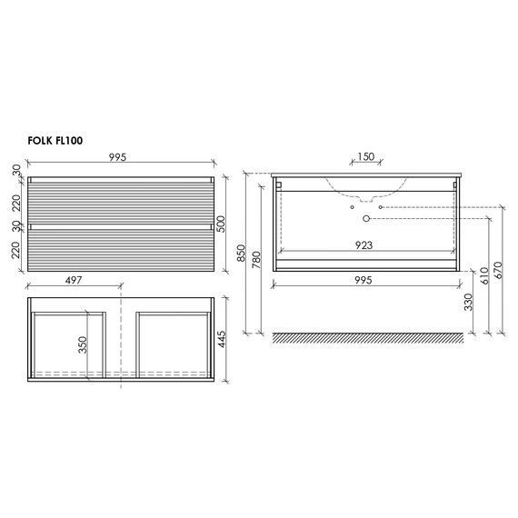 Тумба подвесная с раковиной Sancos Folk 100 см FL100W, Bianco (раковина Grace ​CN7013​) фото 17