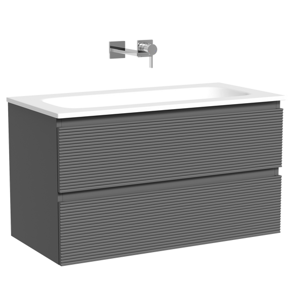 Тумба подвесная с раковиной Sancos Folk 90 см FL90GS, Grey soft (раковина Grace CN7019wx) фото 