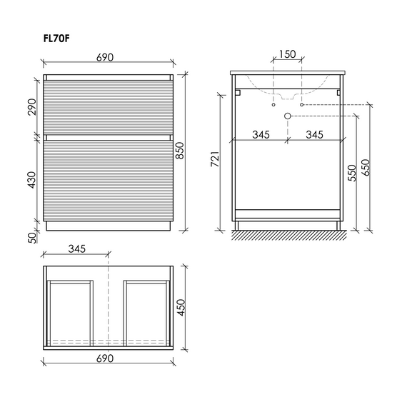 Тумба напольная с раковиной Sancos Folk Floor 70 см FL70FGS, Grey soft (раковина Element CN7007) фото 8