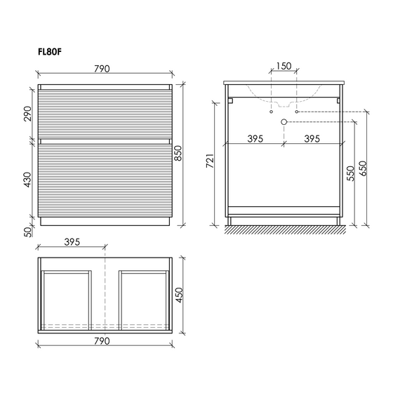 Тумба напольная с раковиной Sancos Folk Floor 80 см FL80FES, Ergraut soft (раковина Grace CN7012) фото 9