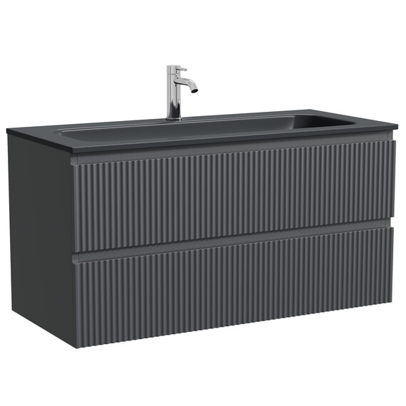 Тумба подвесная с раковиной Sancos Snob R 100 см SNR100MDH, тёмный антрацит матовый (раковина Grace CN7013MDH) фото 2