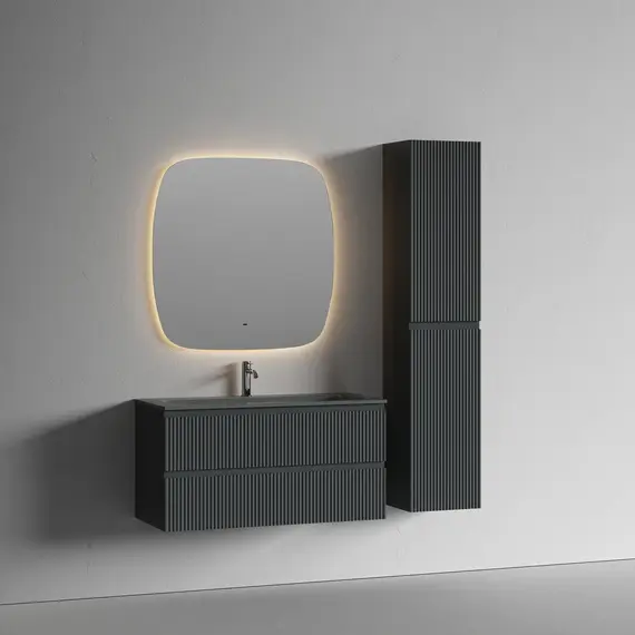Тумба подвесная с раковиной Sancos Snob R 100 см SNR100MDH, тёмный антрацит матовый (раковина Grace CN7013MDH) фото 9