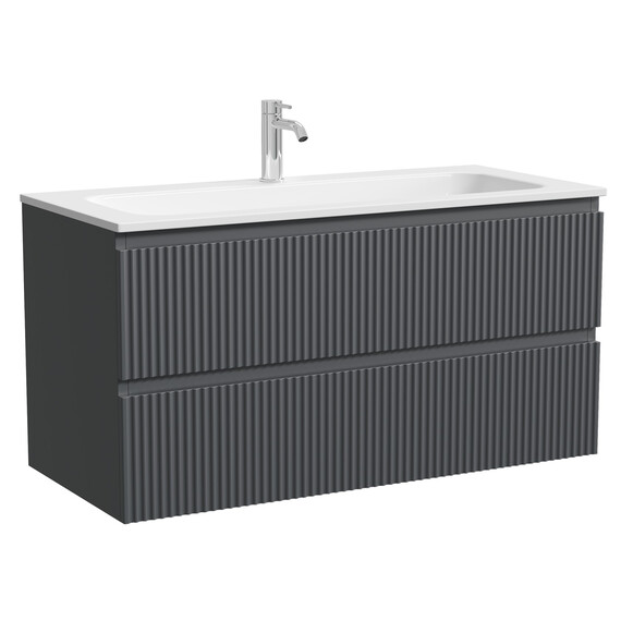 Тумба подвесная с раковиной Sancos Snob R 100 см SNR100MDH, тёмный антрацит матовый (раковина Grace CN7013) фото 2
