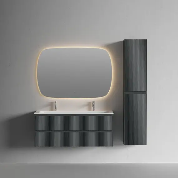 Тумба подвесная с раковиной Sancos Snob R 120 см SNR120MDH, тёмный антрацит матовый (раковина Grace CN7016) фото 5