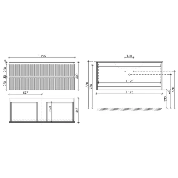 Тумба подвесная с раковиной Sancos Snob R 120 см SNR120MDH, тёмный антрацит матовый (раковина Grace CN7016) фото 9