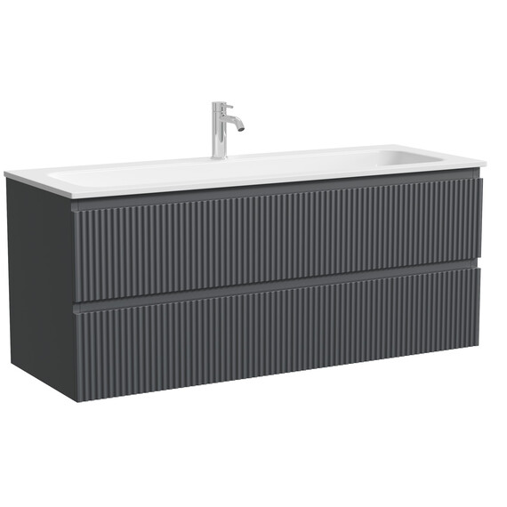 Тумба подвесная с раковиной Sancos Snob R 120 см SNR120MDH, тёмный антрацит матовый (раковина Grace CN7017) фото 2