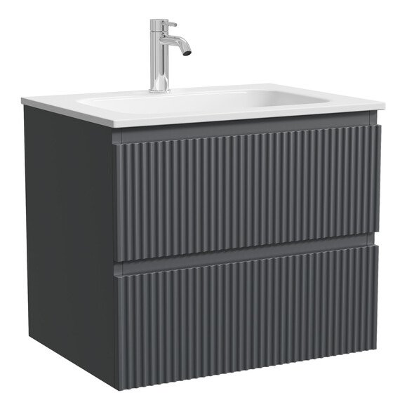 Тумба подвесная с раковиной Sancos Snob R 60 см SNR60MDH, тёмный антрацит матовый (раковина Grace CN7011) фото 3
