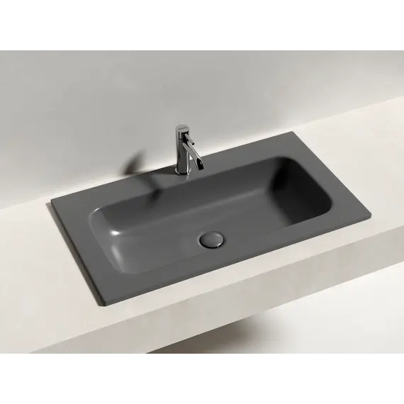 Тумба подвесная с раковиной Sancos Snob R 80 см SNR80MDH, тёмный антрацит матовый (раковина Grace CN7012MDH) фото 9