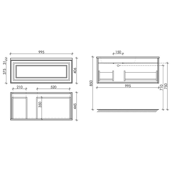 Тумба подвесная с раковиной-столешницей Sancos Very 100 см VR100LSM, Doha soft (раковина Grace ​CN7014​) фото 8