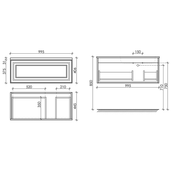 Тумба подвесная с раковиной-столешницей Sancos Very 100 см VR100RW, Bianco (раковина Grace ​CN7015​) фото 8