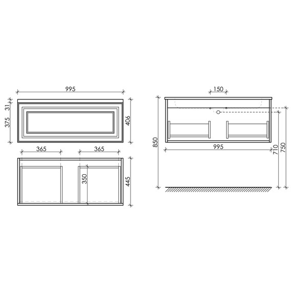 Тумба подвесная с раковиной Sancos Very 100 см VR100W, Bianco (раковина Grace ​CN7013​) фото 8