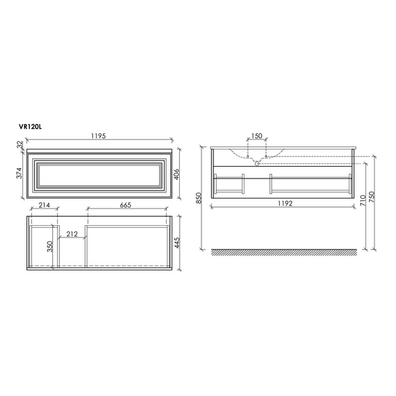 Тумба подвесная с раковиной-столешницей Sancos Very 120 см VR120LW, Bianco (раковина Grace ​CN7020​) фото 10