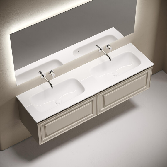 Тумба подвесная с раковиной-столешницей Sancos Very 160 см VR80CE, Beige soft (раковина Grace ​CN7023wx​) фото 3