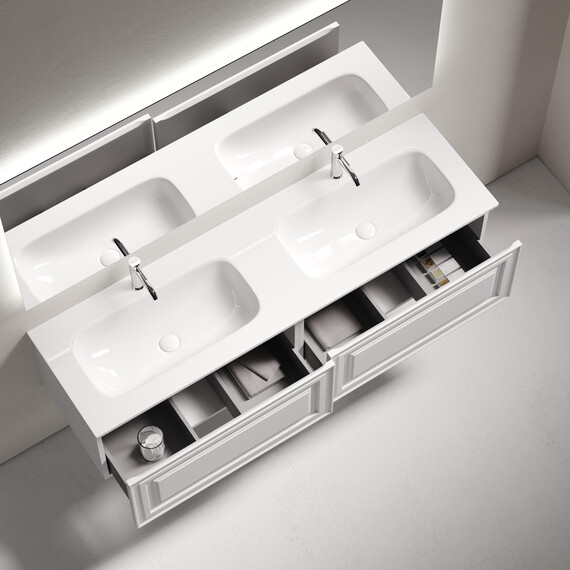 Тумба подвесная с раковиной-столешницей Sancos Very 160 см VR80W, Bianco (раковина Grace ​CN7023​) фото 4