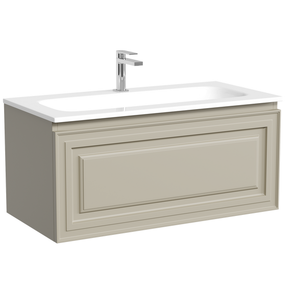 Тумба подвесная с раковиной-столешницей Sancos Very 90 см VR90CE, Beige soft (раковина Element ​CN7002​) фото 2