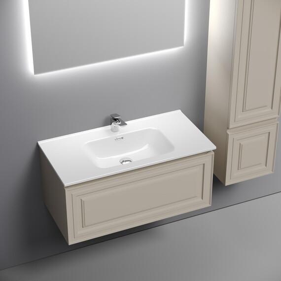 Тумба подвесная с раковиной-столешницей Sancos Very 90 см VR90CE, Beige soft (раковина Element ​CN7002​) фото 