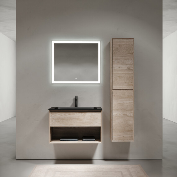 Тумба подвесная с раковиной Sancos Nature 1.0 80 см MR1.080EG, дуб галифакс натуральный (раковина Grace ​CN7012MB) фото 7