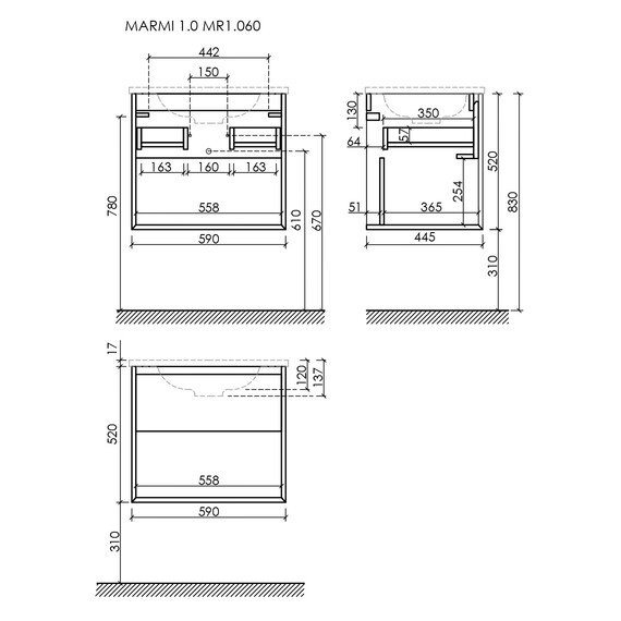 Тумба подвесная с раковиной Sancos Nature 1.0 60 см MR1.060ECH, дуб чарльстон (раковина Grace CN7011MB) фото 10