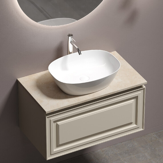 Тумба подвесная с раковиной Sancos Very 80 см VR80CE, Beige soft (раковина Element CN5005, столешница TT80A2X) фото 8