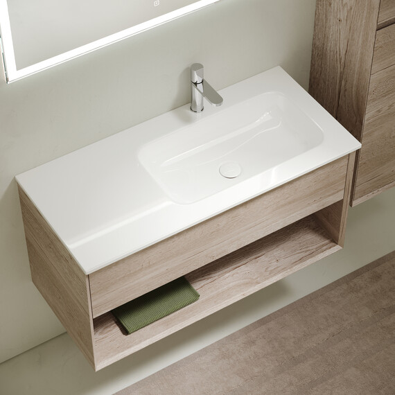 Тумба подвесная с раковиной-столешницей Sancos Nature 1.0 100 см MR1.0100REG, дуб галифакс натуральный (раковина Grace ​CN7015) фото 4