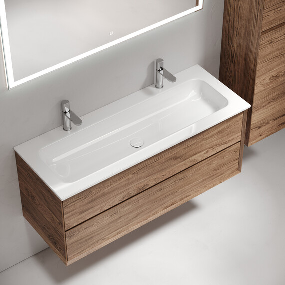 Тумба подвесная с раковиной Sancos Nature 2.0 120 см MR2.0120ECH, дуб чарльстон (раковина Grace ​CN7016) фото 