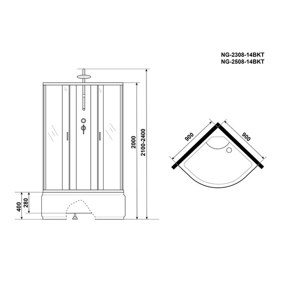 Душевая кабина Niagara Classic 90x90 см NG-2508-14BKT, хром/тонированное (безсиликоновая сборка) фото 15